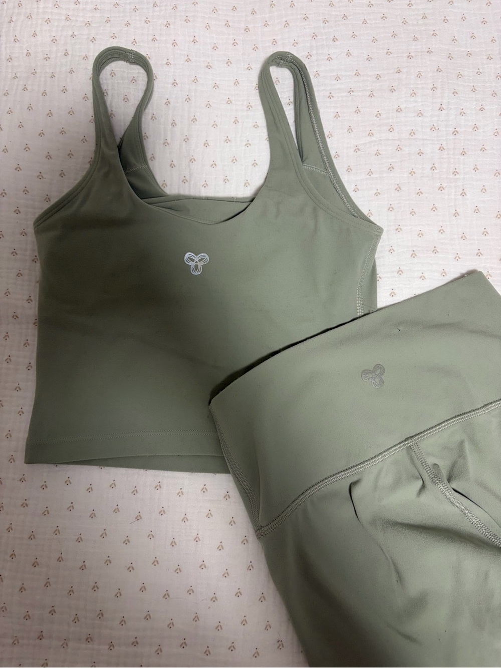 TNA Sage Green Seamless Sports Bra and High-Waist Legging Set